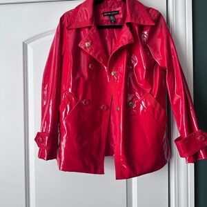New York & Company Glossy Red Trench Coat